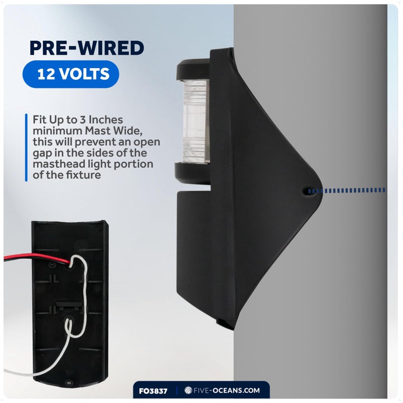 Five Oceans Combination Masthead and Deck Light, LED Masthead Deck Spreader Light, 12V, Vertical Mount for Sailboat - FO3837 - Image 4